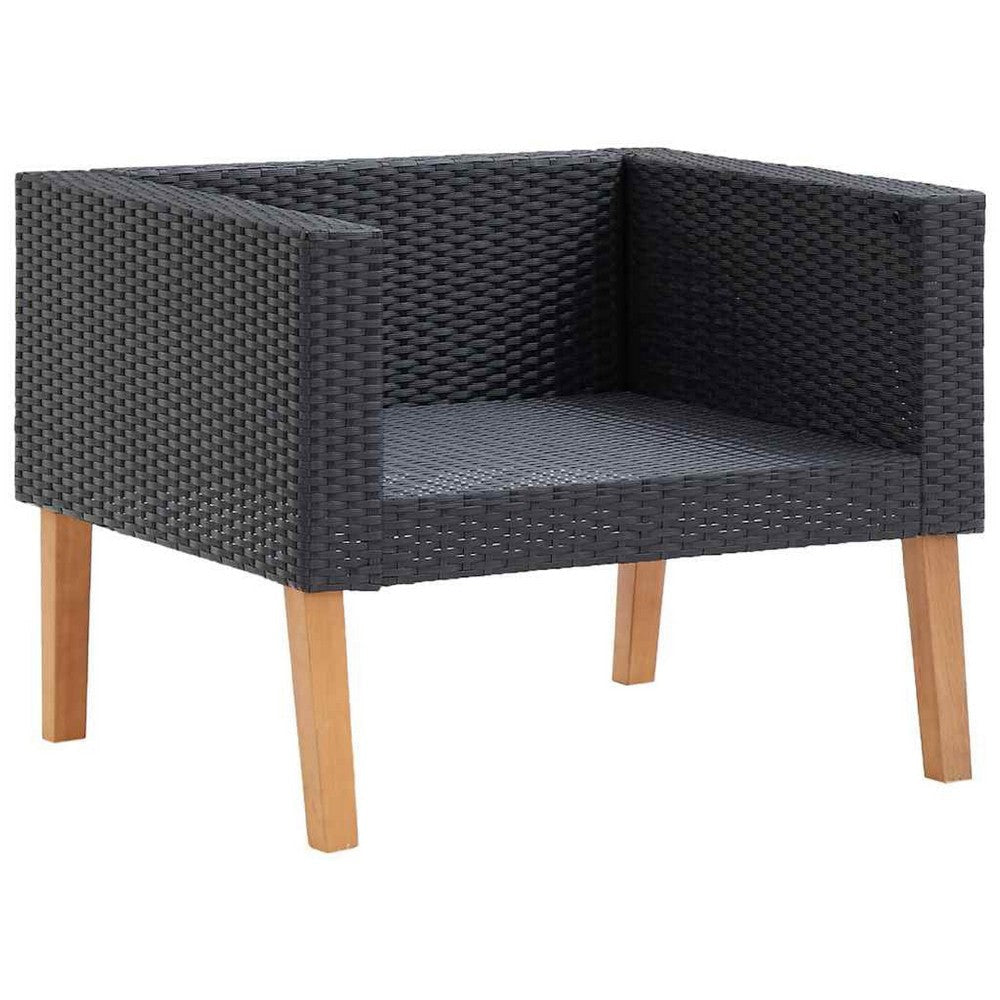 Wezy Outdoor Sofa Chair | White Seat & Back Cushions | Black Poly Rattan BM339706