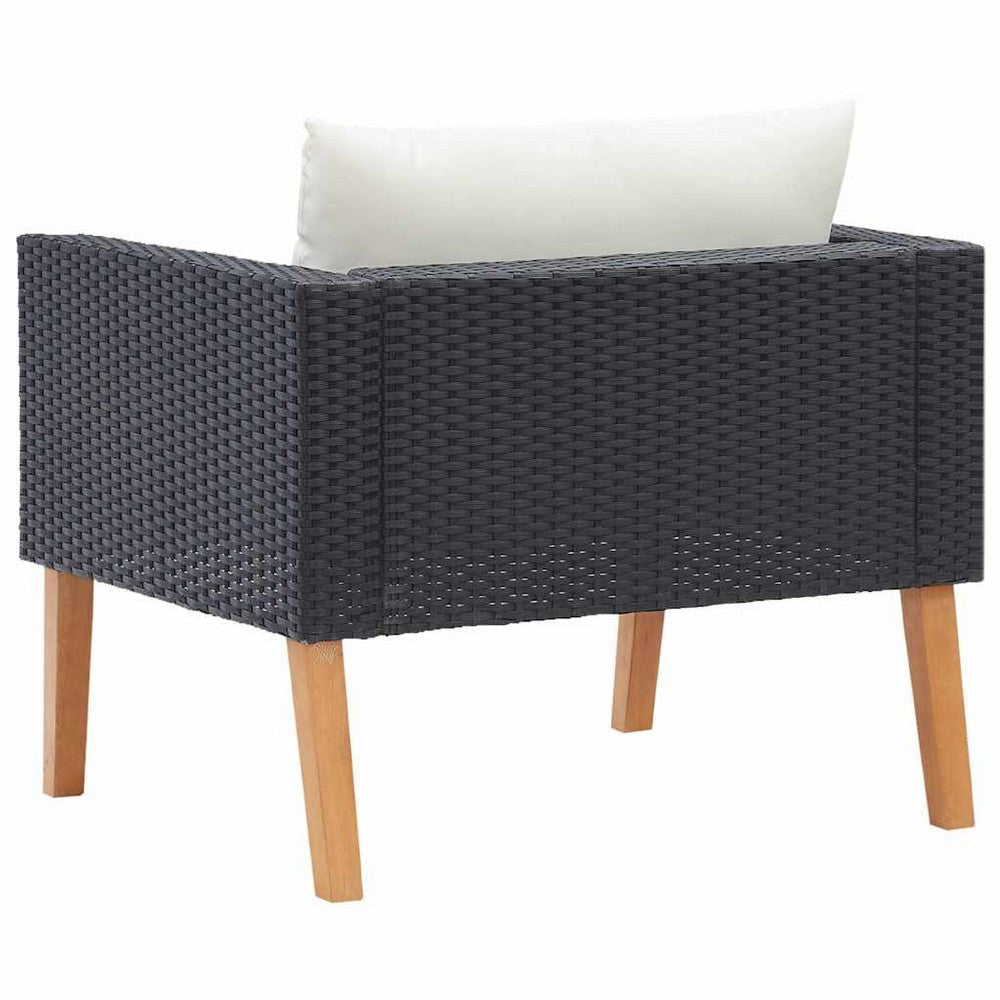 Wezy Outdoor Sofa Chair | White Seat & Back Cushions | Black Poly Rattan BM339706