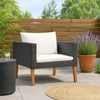 Wezy Outdoor Sofa Chair | White Seat & Back Cushions | Black Poly Rattan BM339706