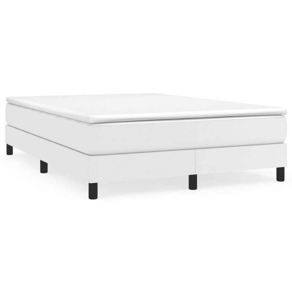 Yeri Full Size Bed Frame| White Faux Leather| Low Profile Legs