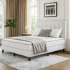 Yeri Full Size Bed Frame| White Faux Leather| Low Profile Legs