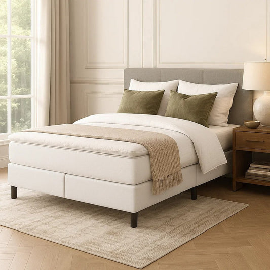 Yeri Full Size Bed Frame| White Faux Leather| Low Profile Legs