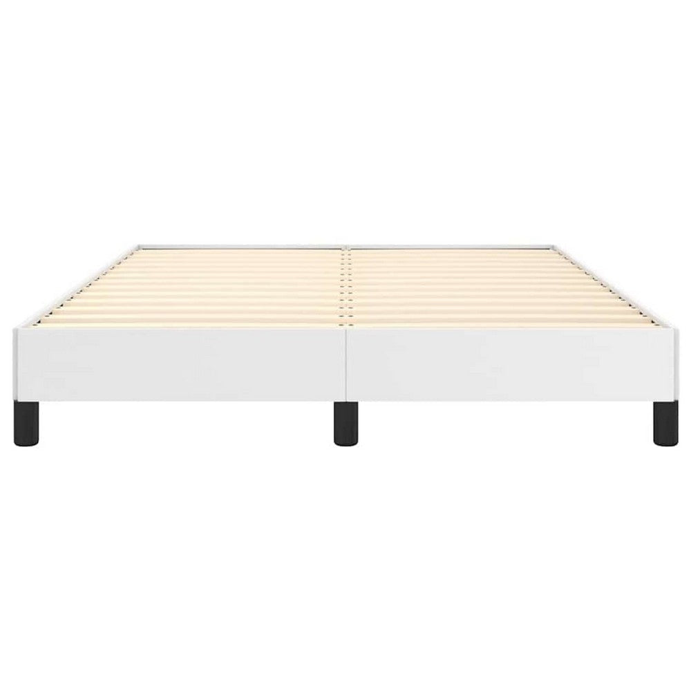 Ceri Full Size Bed Frame| White Faux Leather| Low Profile Legs BM339708