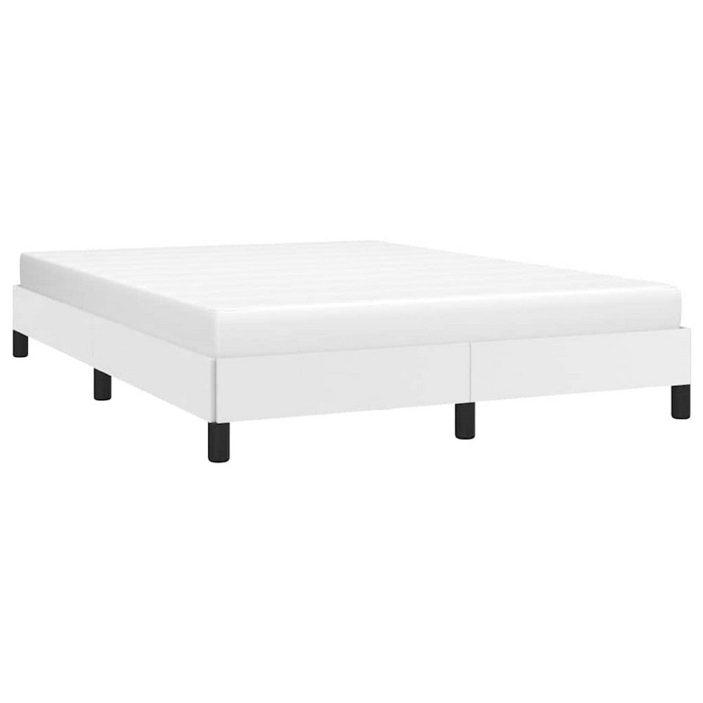 Ceri Full Size Bed Frame| White Faux Leather| Low Profile Legs BM339708