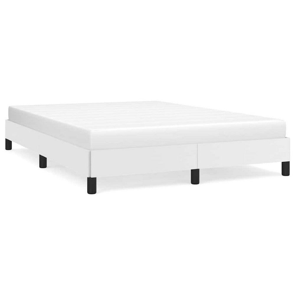 Ceri Full Size Bed Frame| White Faux Leather| Low Profile Legs