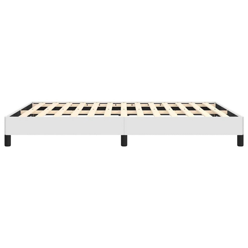 Ceri Full Size Bed Frame| White Faux Leather| Low Profile Legs BM339708
