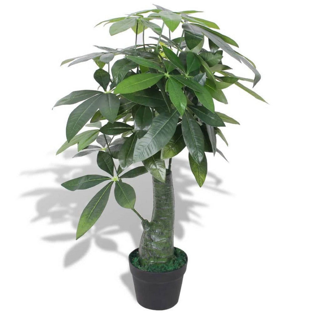 Sarge 33’’ Artificial Silk Plant w 175 Green Leaves | Painted Wood BM339709