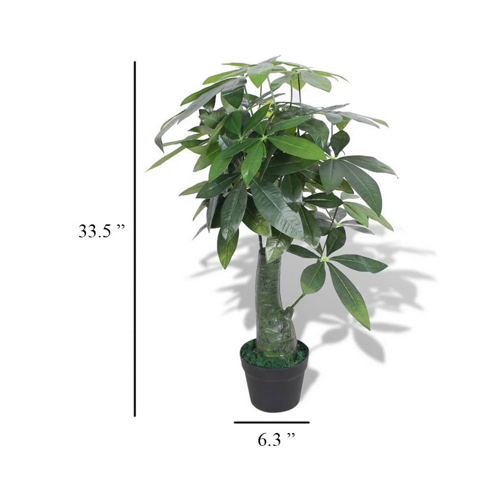Sarge 33’’ Artificial Silk Plant w 175 Green Leaves | Painted Wood BM339709