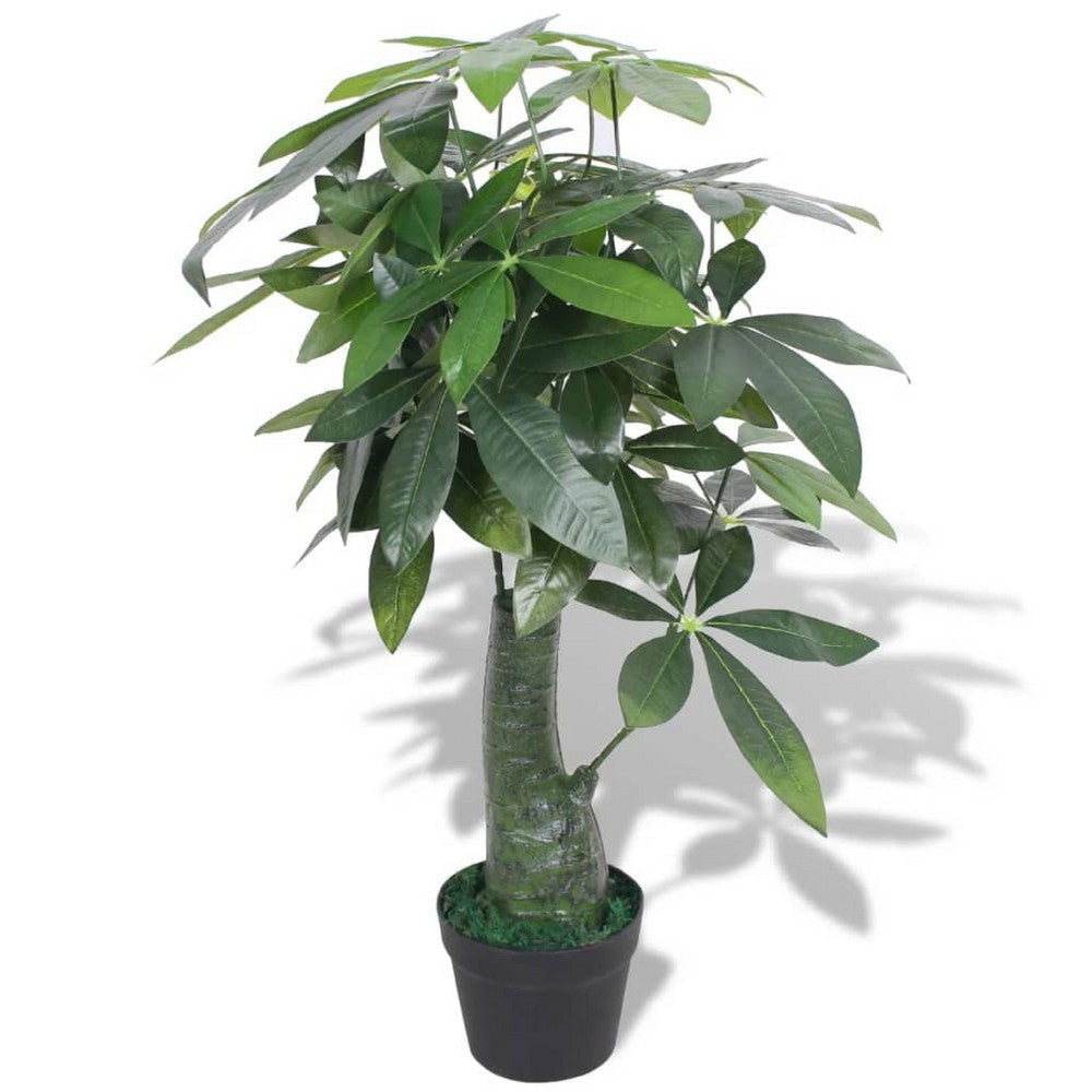 Sarge 33" Artificial Silk Plant w 175 Green Leaves | Painted Wood