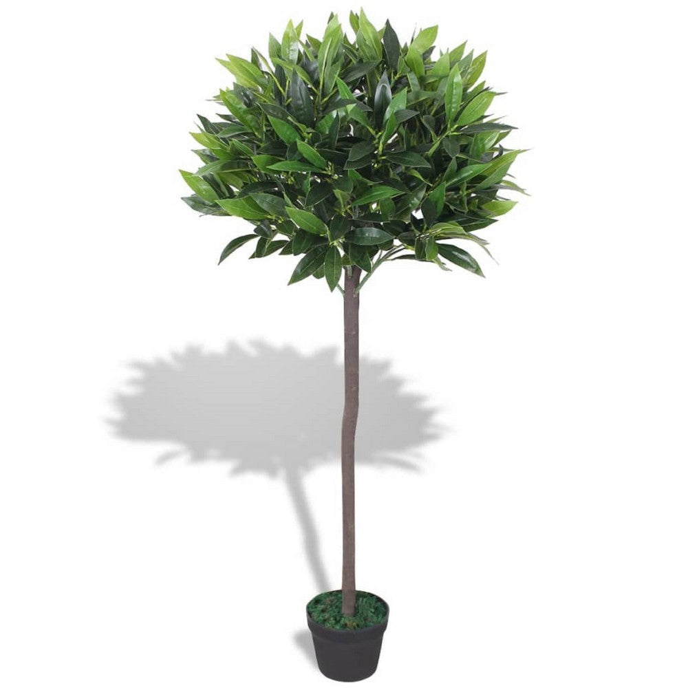 Zora 49 Inch Topiery Artificial Indoor Plant Green Leaves Brown Wood BM339710