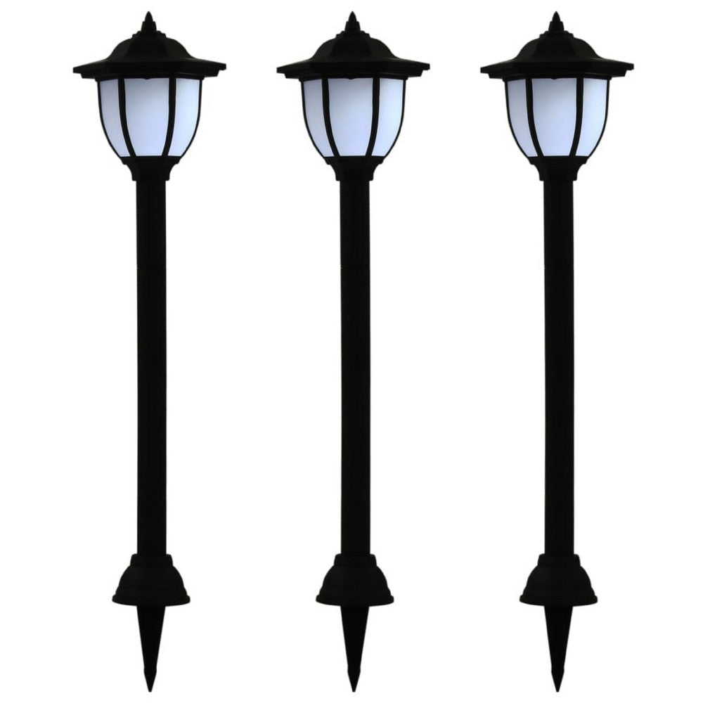Myna Outdoor Solar-Power Lamp Set of 3 | White LED | Classic Black Finish