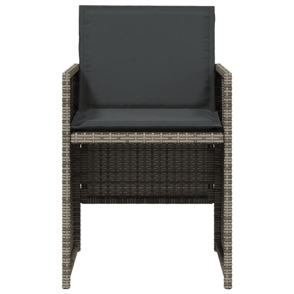 Fendy Patio Chair Set of 4 | Powder Coated Metal Frame | Gray Faux Rattan BM339712