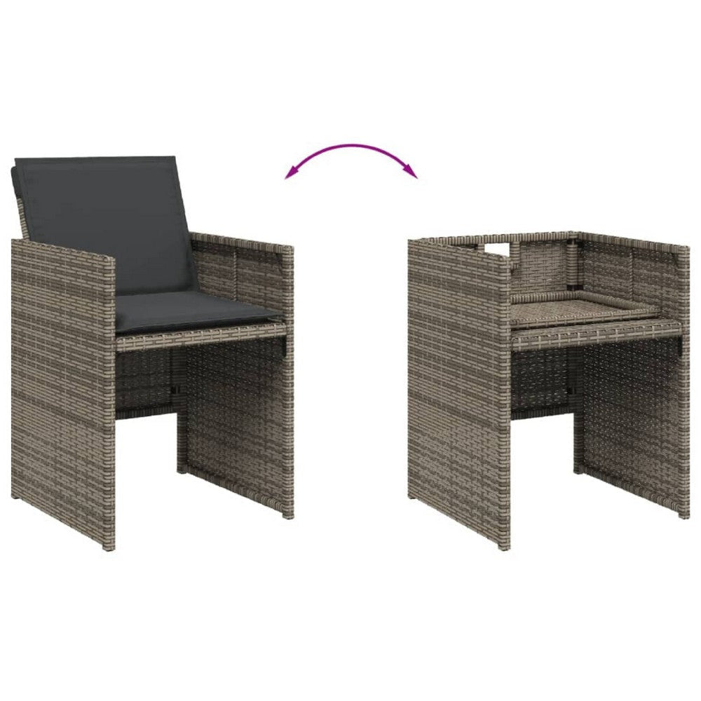 Fendy Patio Chair Set of 4 | Powder Coated Metal Frame | Gray Faux Rattan BM339712
