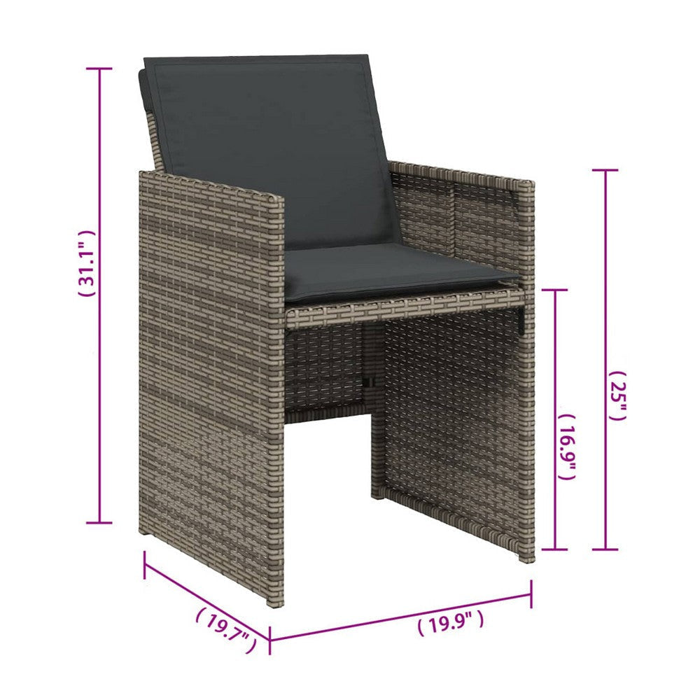 Fendy Patio Chair Set of 4 | Powder Coated Metal Frame | Gray Faux Rattan BM339712