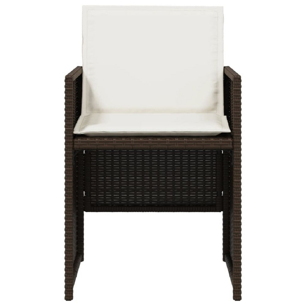 Mandie Foldable Patio Chair Set of 4 | Metal Frame | Brown Wicker Rattan BM339713