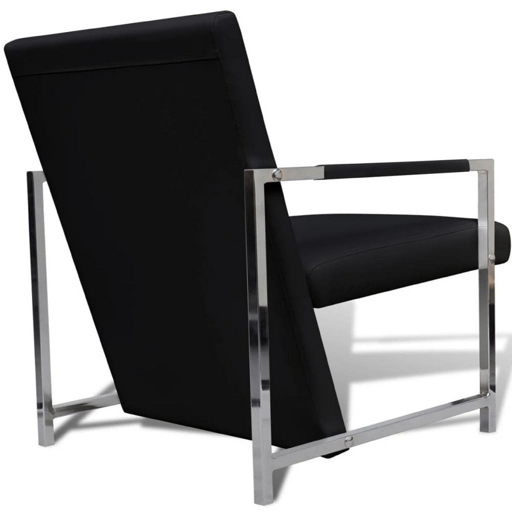 Sanna Ergonomic Armchair | Cubic Solid Wood Frame | Black Faux Leather BM339714