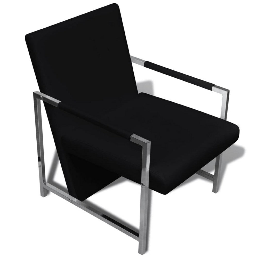 Sanna Ergonomic Armchair | Cubic Solid Wood Frame | Black Faux Leather BM339714