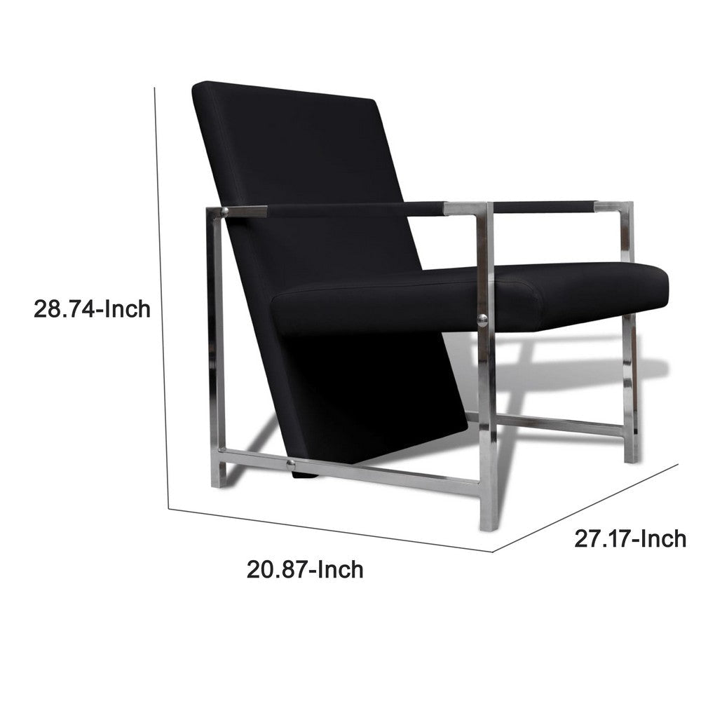 Sanna Ergonomic Armchair | Cubic Solid Wood Frame | Black Faux Leather BM339714