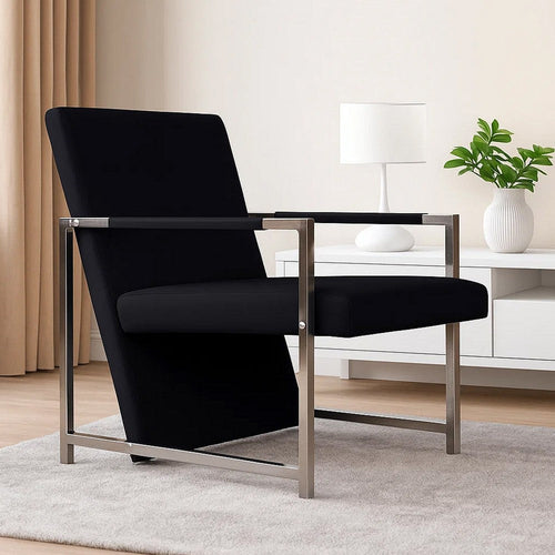 Sanna Ergonomic Armchair | Cubic Solid Wood Frame | Black Faux Leather BM339714