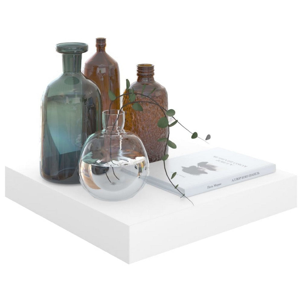 Hannah Floating Wall Shelf Set of 2 | 9x9’’ High gloss White Honeycomb | Metal BM339715