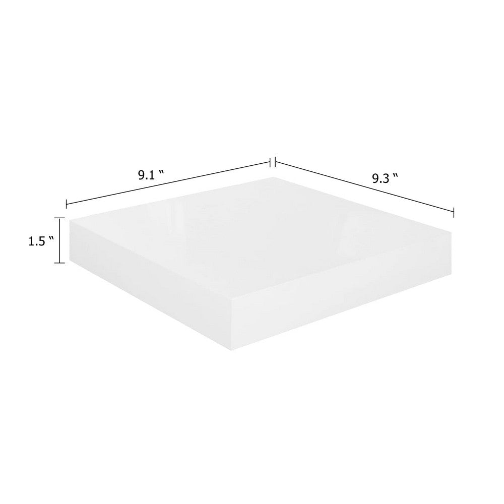 Hannah Floating Wall Shelf Set of 2 | 9x9’’ High gloss White Honeycomb | Metal BM339715