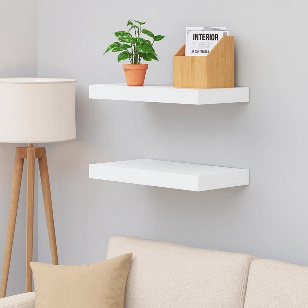 Hannah Floating Wall Shelf Set of 2 | 9x9’’ High gloss White Honeycomb | Metal BM339715