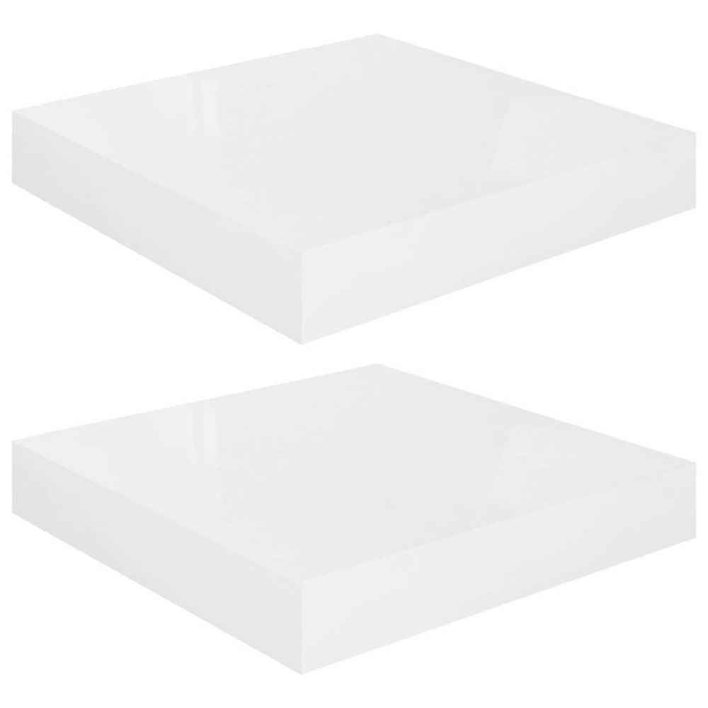 Hannah Floating Wall Shelf Set of 2 |  9x9" High gloss White Honeycomb | Metal