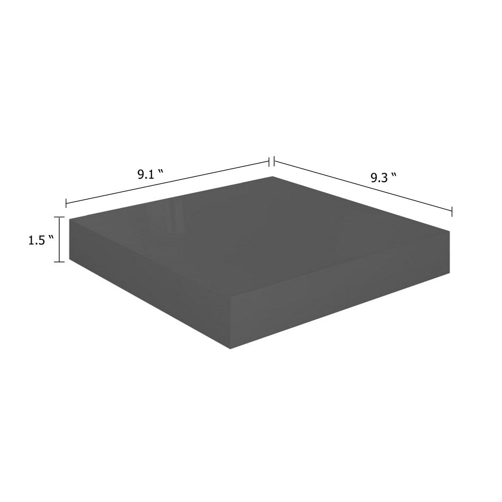 Hannah Floating Wall Shelf Set of 2 | High Gloss Gray Honeycomb | Metal BM339716