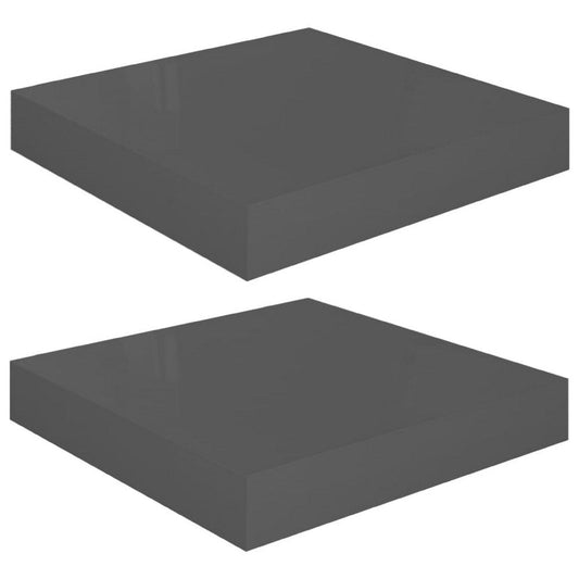 Hannah Floating Wall Shelf Set of 2 | High Gloss Gray Honeycomb | Metal
