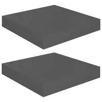 Hannah Floating Wall Shelf Set of 2 | High Gloss Gray Honeycomb | Metal