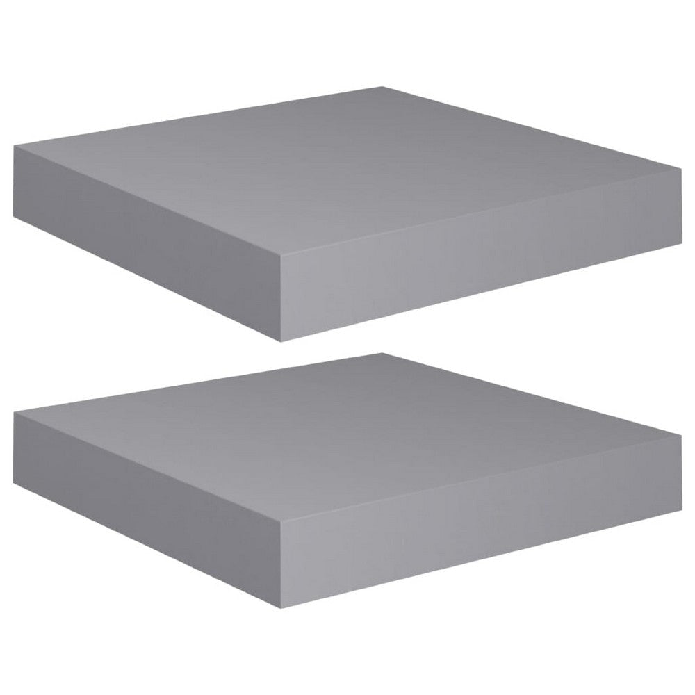 Hannah Floating Wall Shelf Set of 2 | 9x9 Square Frame | Gray Honeycomb | Metal