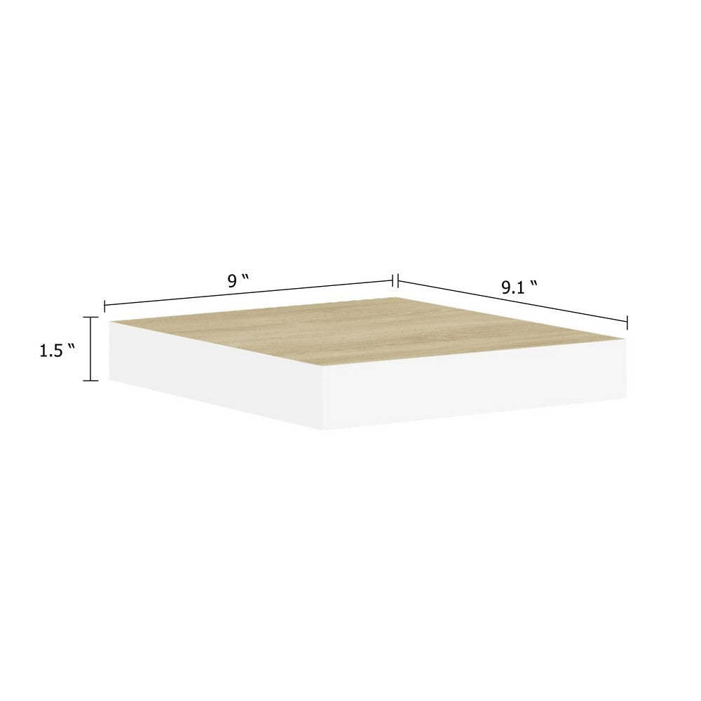 Hannah Floating Wall Shelf Set of 2 | 9x9 Square Frame | Oak-White Honeycomb BM339719