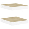 Hannah Floating Wall Shelf Set of 2 | 9x9 Square Frame | Oak-White Honeycomb