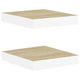 Hannah Floating Wall Shelf Set of 2 | 9x9 Square Frame | Oak-White Honeycomb