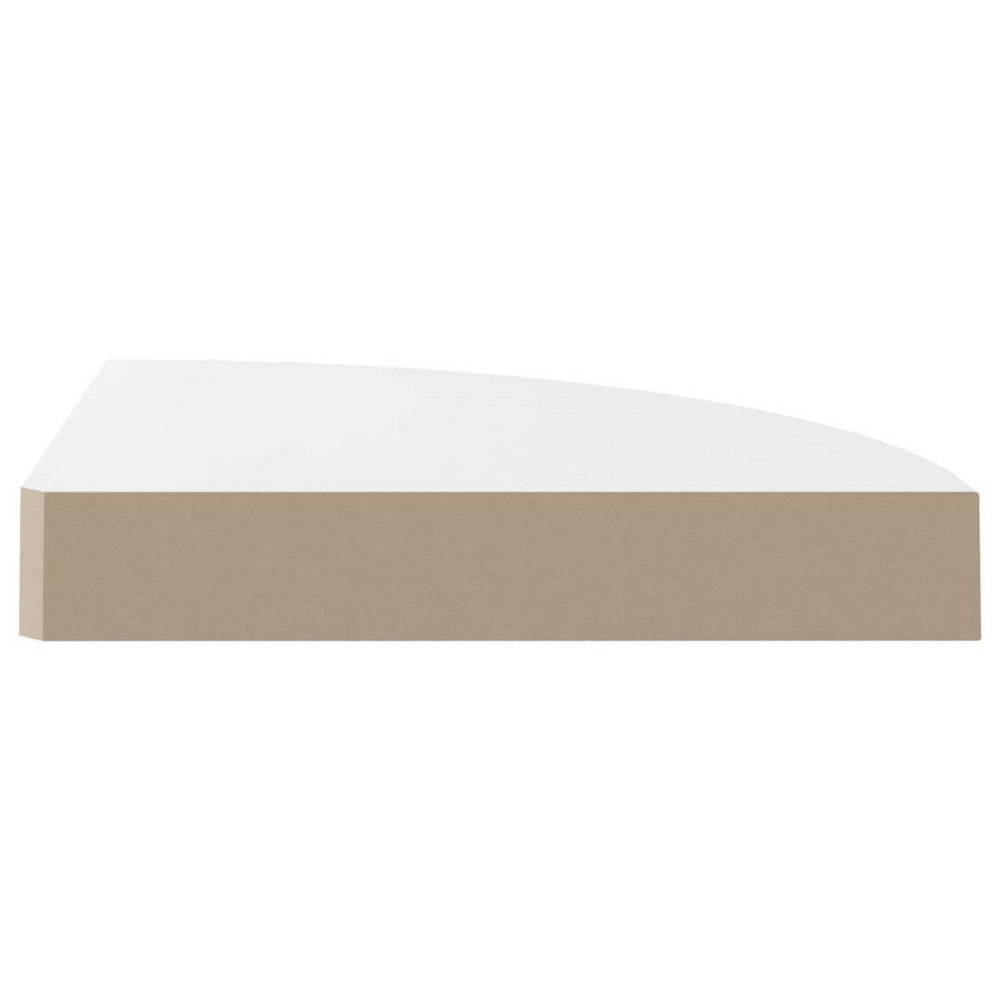 Phoebs Floating Corner Wall Shelf Set of 2 | Gloss White Honeycomb | Rounded 10’’ BM339720