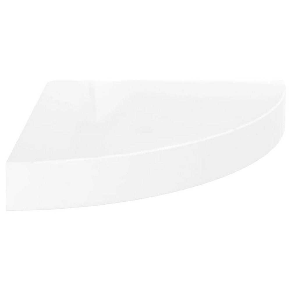Phoebs Floating Corner Wall Shelf Set of 2 | Gloss White Honeycomb | Rounded 10’’ BM339720