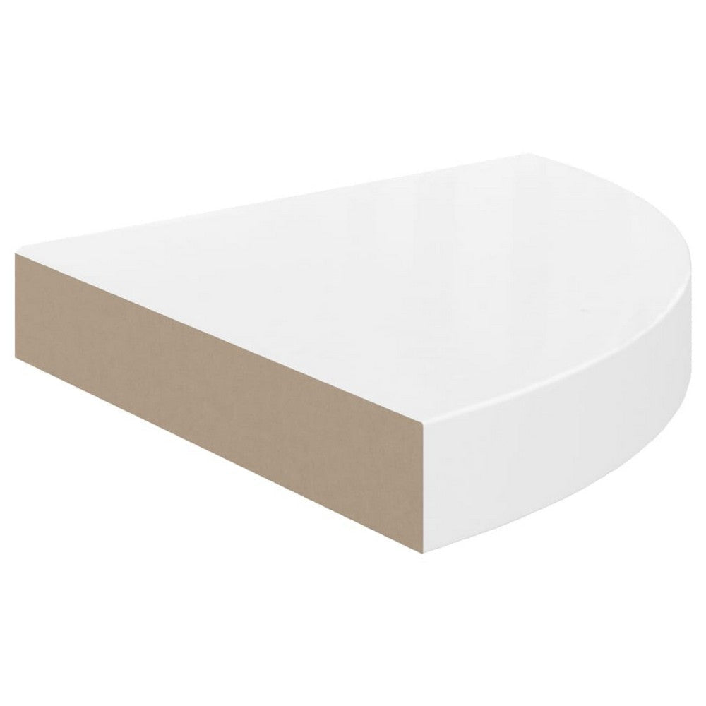 Phoebs Floating Corner Wall Shelf Set of 2 | Gloss White Honeycomb | Rounded 10’’ BM339720
