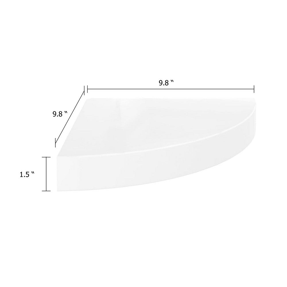 Phoebs Floating Corner Wall Shelf Set of 2 | Gloss White Honeycomb | Rounded 10’’ BM339720