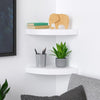 Phoebs Floating Corner Wall Shelf Set of 2 | Gloss White Honeycomb | Rounded 10’’ BM339720