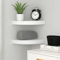 Phoebs Floating Corner Wall Shelf Set of 2 | Gloss White Honeycomb | Rounded 10"
