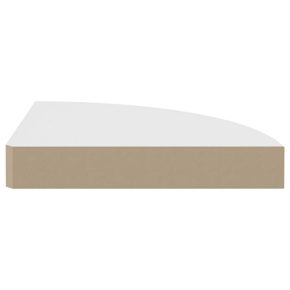 Phoebs Floating Corner Wall Shelf Set of 2 | White Honeycomb | Rounded 10’’ BM339721