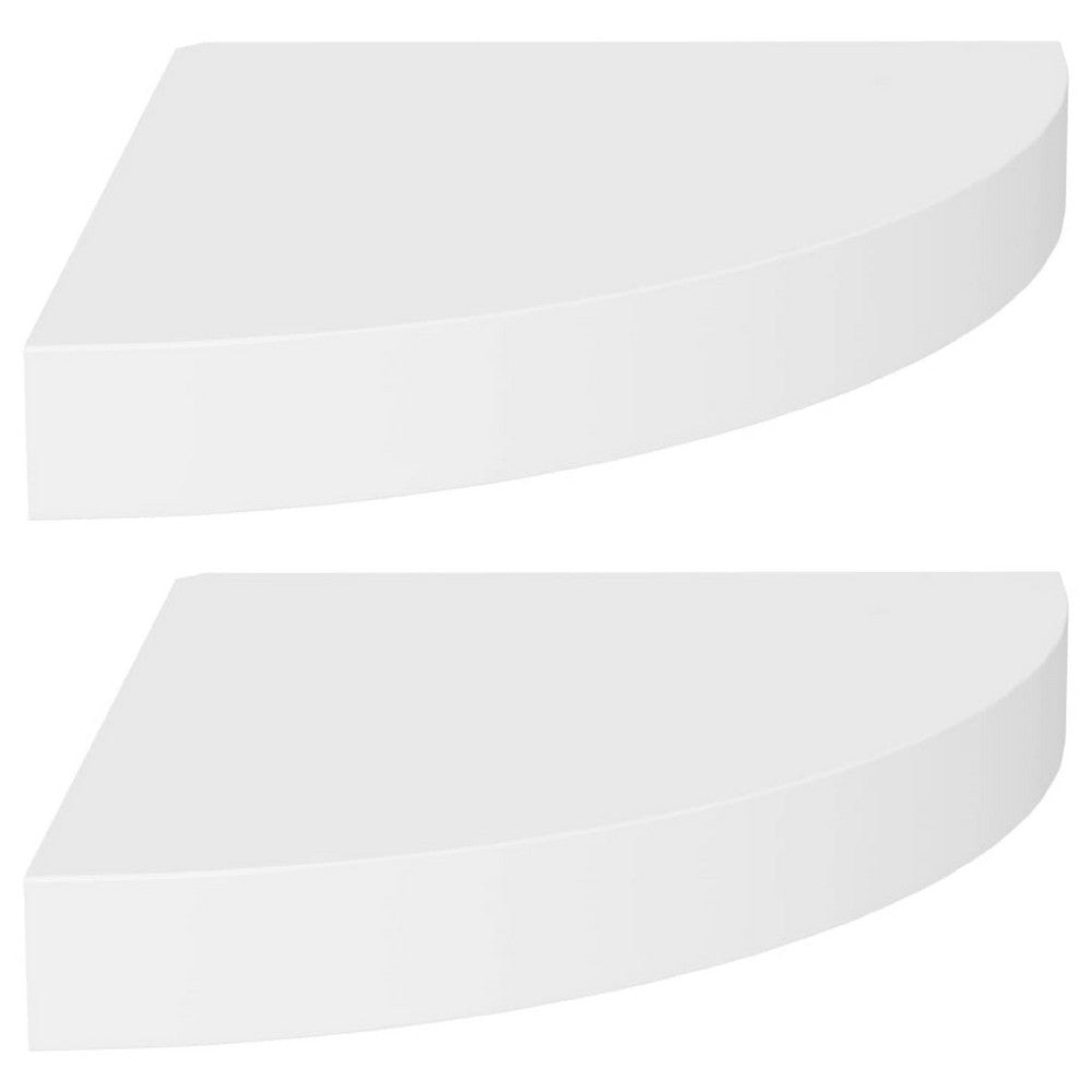 Phoebs Floating Corner Wall Shelf Set of 2 | White Honeycomb | Rounded 10"