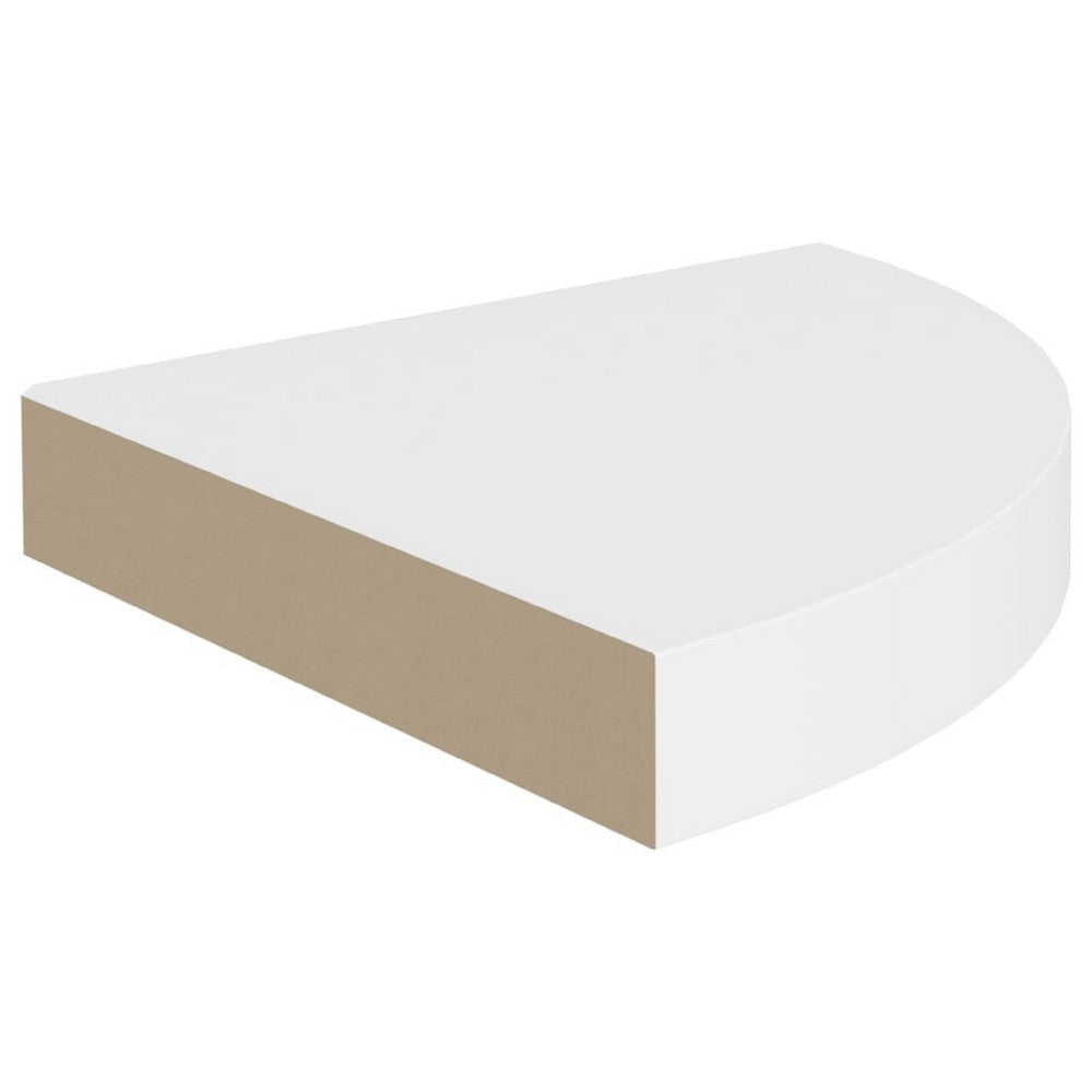 Phoebs Floating Corner Wall Shelf Set of 2 | White Honeycomb | Rounded 10’’ BM339721