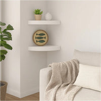 Phoebs Floating Corner Wall Shelf Set of 2 | White Honeycomb | Rounded 10"