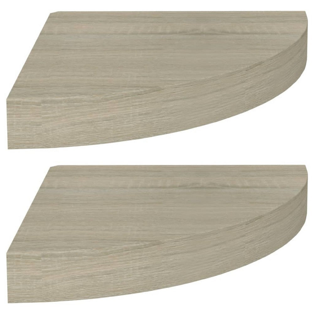 Phoebs Floating Corner Wall-Shelf Set of 2 | Brown Honeycomb | Rounded 10"