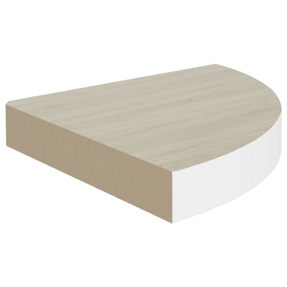 Phoebs Floating Wall Corner Shelf Set of 2 | Oak-White Honeycomb | Rounded 10’’ BM339724