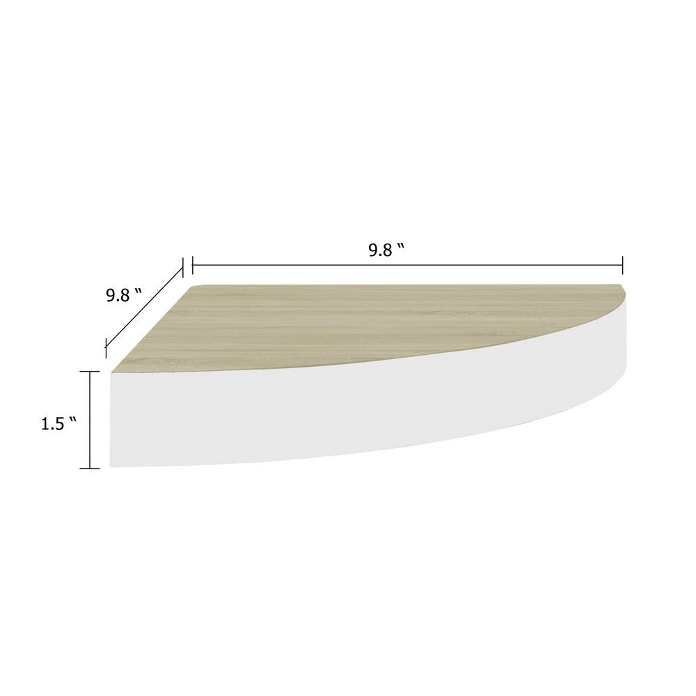 Phoebs Floating Wall Corner Shelf Set of 2 | Oak-White Honeycomb | Rounded 10’’ BM339724