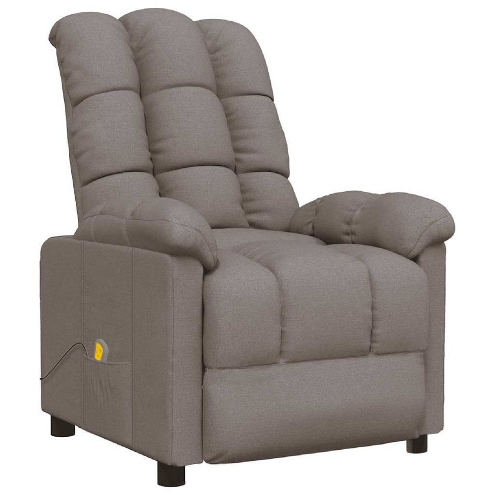 Dino Manual Recliner Massage Chair w Adjustable Headrests | Taupe