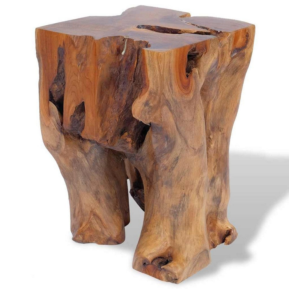 Georgy Outdoor Square Stool w Oiled Finish | Brown Solid Teak Wood BM339726