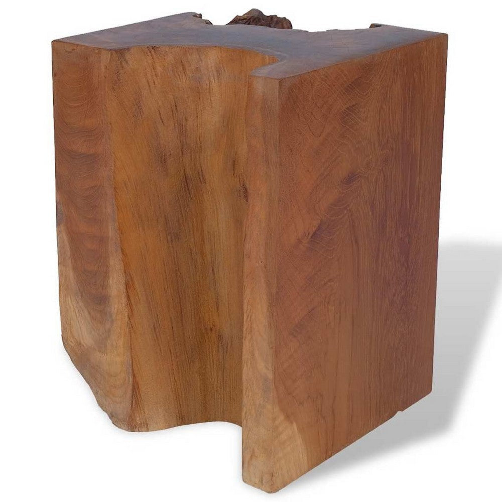 Georgy Outdoor Square Stool w Oiled Finish | Brown Solid Teak Wood BM339726